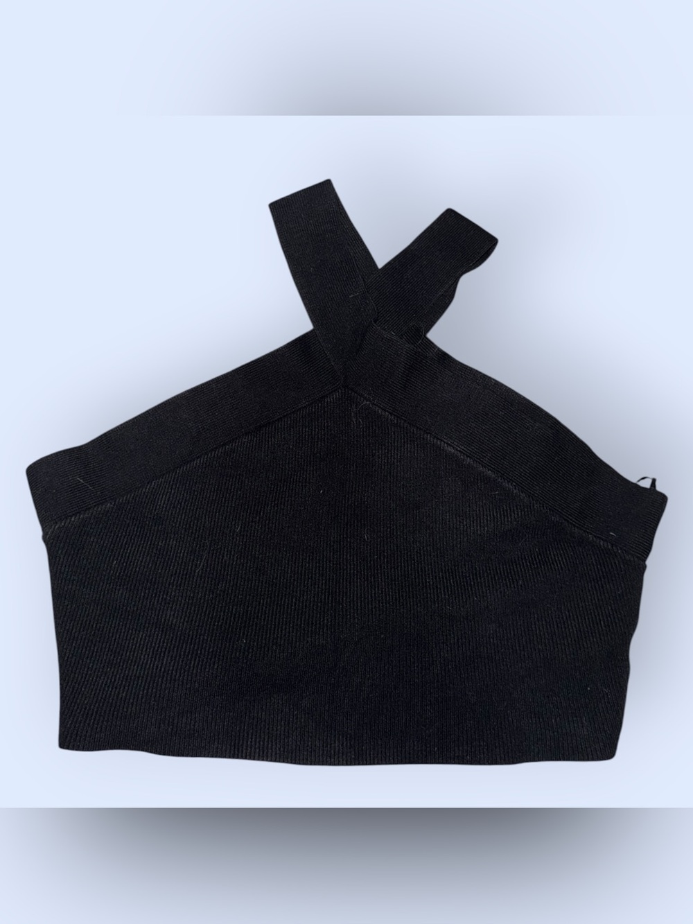 House of Harlow 1960 Black Cropped Crossed Halter Top